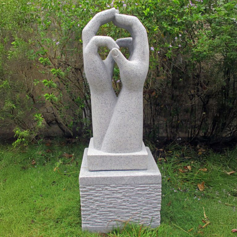 5060235339110 1 Enigma Marble Resin Two Hands On Plinth Granite Garden Statue.jpg